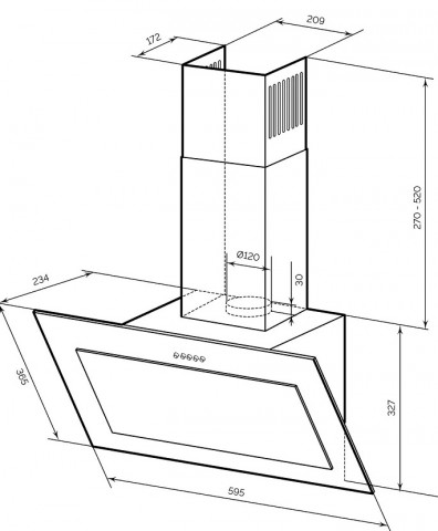 Lex Mio GS 600 Black цвет черный, вытяжка наклонная Lex Mio GS 600 Black цвет черный, вытяжка наклонная