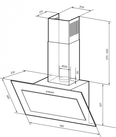 Lex Mio 600 White цвет белый, вытяжка наклонная Lex Mio 600 White цвет белый, вытяжка наклонная