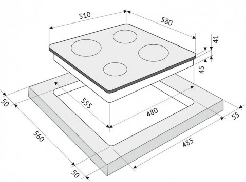 Krona Cello 60 BL/S электрическая варочная панель