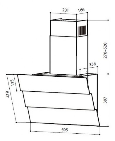 Lex Rio GS 600 white, цвет белый, вытяжка наклонная Lex Rio GS 600 white, цвет белый, вытяжка наклонная